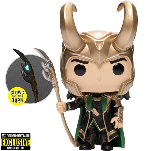 FUNKO POP MARVEL Avengers Loki with Scepter GLOWS IN THE DARK