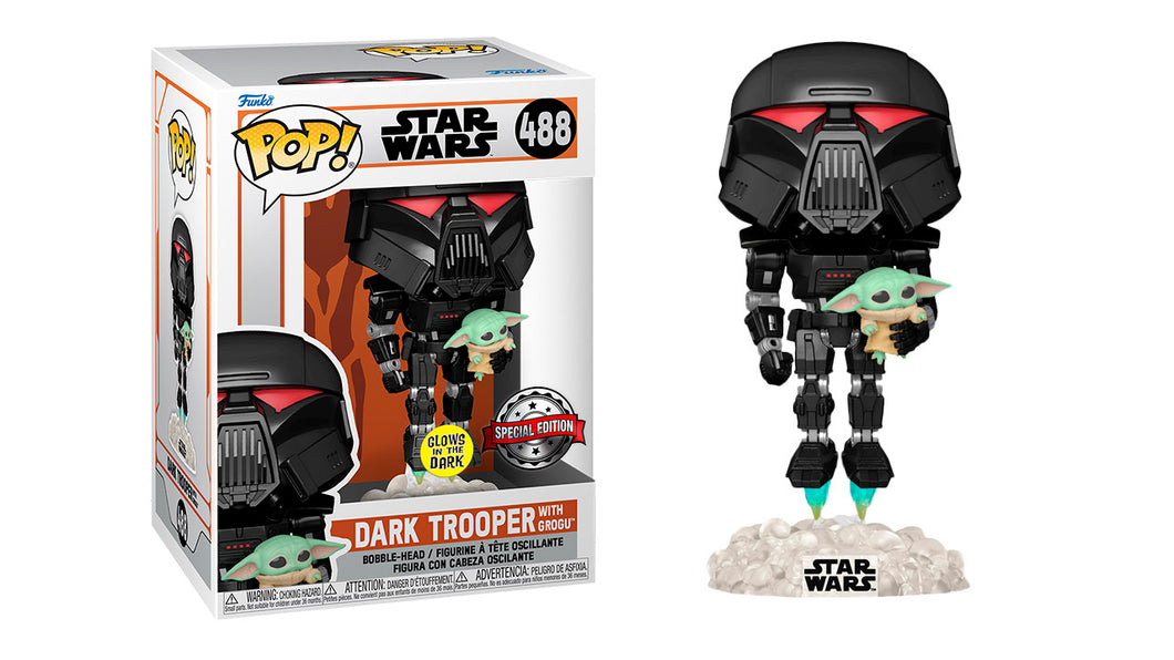 FUNKO POP STAR WARS: DARK TROOPER WITH GROGU (GLOW IN THE DARK)